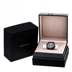 Pre Owned Bvlgari Black Carbongold Via Dei Condotti 10 Roma Men's Wristwatch 40 mm