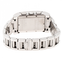 Pre Owned Bvlgari Black Stainless Steel Rettangolo RTC49S Chronograph Men's Wristwatch 29 mm