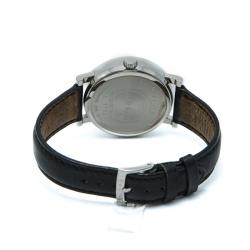 Pre Owned Bvlgari Black Dial Stainless Steel Leather Men's Watch 41MM