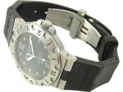 Pre Owned Bvlgari Black Stainless Steel Diagono Scuba Chronometer 200m Date SD38S Men's Wristwatch 38MM