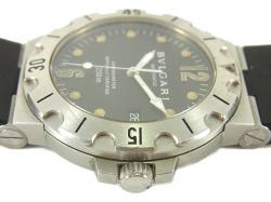 Pre Owned Bvlgari Black Stainless Steel Diagono Scuba Chronometer 200m Date SD38S Men's Wristwatch 38MM