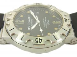 Pre Owned Bvlgari Black Stainless Steel Diagono Scuba Chronometer 200m Date SD38S Men's Wristwatch 38MM