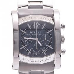 Pre Owned Bvlgari Gray Stainless Steel Ashoma 44 Chrono AA44SCH Men's Wristwatch 44 MM