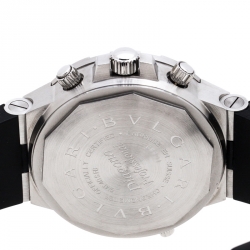 Pre Owned Bvlgari White Stainless Steel Diagono GMT Fly Back Chronograph GMT40SFB Men's Wristwatch 40 mm
