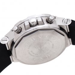 Pre Owned Bvlgari White Stainless Steel Diagono GMT Fly Back Chronograph GMT40SFB Men's Wristwatch 40 mm