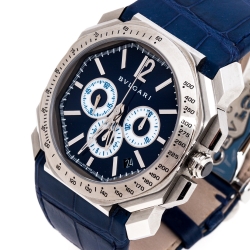 Pre Owned Bvlgari Blue Stainless Steel Octo Maserati Chronograph Men's Wristwatch 41MM