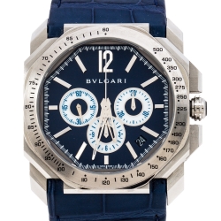 Pre Owned Bvlgari Blue Stainless Steel Octo Maserati Chronograph Men's Wristwatch 41MM