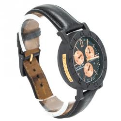 Bvlgari Black Carbon Rose Gold Kuwait Limited Edition Chronograph Watch 38MM