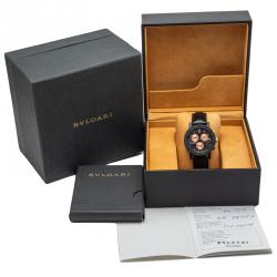 Bvlgari Black Carbon Rose Gold Kuwait Limited Edition Chronograph Watch 38MM