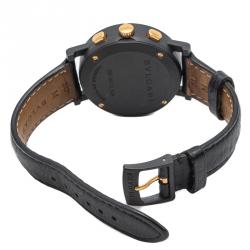 Bvlgari Black Carbon Rose Gold Kuwait Limited Edition Chronograph Watch 38MM