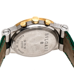 Pre Owned Bvlgari Black 18K Yellow Gold Stainless Steel Diagono CH35SG Men's Wristwatch 35 mm