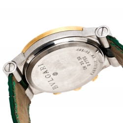 Bvlgari Black 18K Yellow Gold Stainless Steel Diagono CH35SG Men's Wristwatch 35 mm