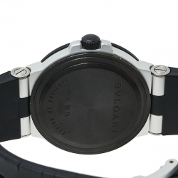 Pre Owned Bvlgari Silver Aluminium & Rubber Diagono AL38TA Men's Wristwatch 38 mm