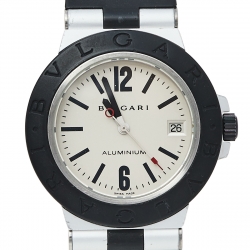 Pre Owned Bvlgari Silver Aluminium & Rubber Diagono AL38TA Men's Wristwatch 38 mm