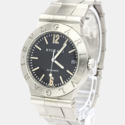 Pre Owned Bvlgari Black Stainless Steel LC 35 S Diagono Automatic Men's Wristwatch 35 mm