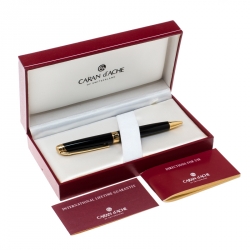 Caran d'Ache Leman Black Lacquer Gold Plated Ballpoint Pen