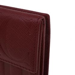 Pre Owned Carolina Herrera Red Monogram Leather Card Holder