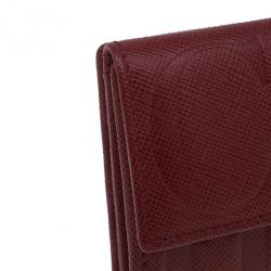 Pre Owned Carolina Herrera Red Monogram Leather Card Holder