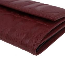 Pre Owned Carolina Herrera Red Monogram Leather Card Holder