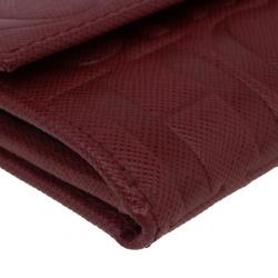 Pre Owned Carolina Herrera Red Monogram Leather Card Holder