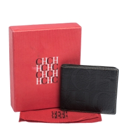 Carolina Herrera Black Monogram Leather Bifold Wallet