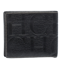 Carolina Herrera Black Monogram Leather Bifold Wallet