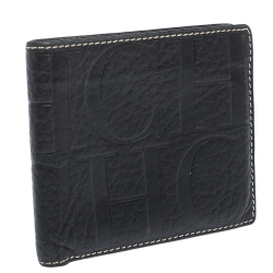 Carolina Herrera Black Monogram Leather Bifold Wallet