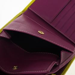 Pre Owned Carolina Herrera Yellow Monogram Compact Wallet