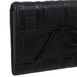Carolina Herrera CH Black Leather Gigi Continental Wallet