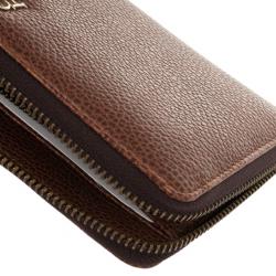 Pre Owned Carolina Herrera Large Brown Leather Zip Around Wallet