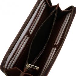 Pre Owned Carolina Herrera Large Brown Leather Zip Around Wallet