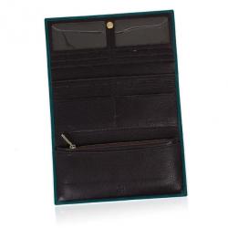 Pre Owned Carolina Herrera Teal Embossed Leather Continental Wallet