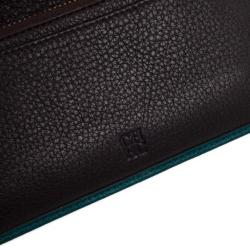 Pre Owned Carolina Herrera Teal Embossed Leather Continental Wallet