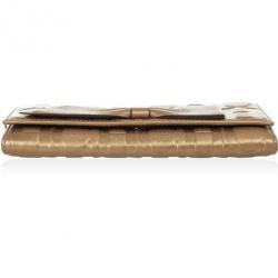 Pre Owned Carolina Herrera CH Bronze Leather Gigi Continental Wallet