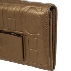 Pre Owned Carolina Herrera CH Bronze Leather Gigi Continental Wallet