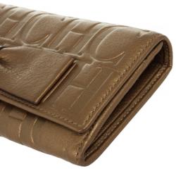 Pre Owned Carolina Herrera CH Bronze Leather Gigi Continental Wallet