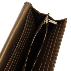 Pre Owned Carolina Herrera CH Bronze Leather Gigi Continental Wallet