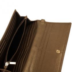 Pre Owned Carolina Herrera CH Bronze Leather Gigi Continental Wallet