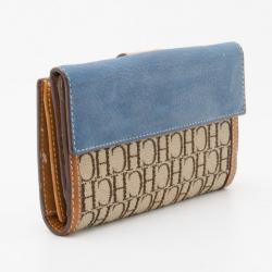 Pre Owned Carolina Herrera Monogram Canvas and Leather Continental Wallet