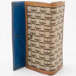 Pre Owned Carolina Herrera Monogram Canvas and Leather Continental Wallet