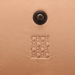 Pre Owned Carolina Herrera Blue Embossed Leather Continental Wallet