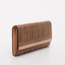 Pre Owned Carolina Herrera Embossed Leather Continental Wallet