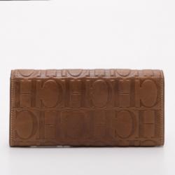 Pre Owned Carolina Herrera Embossed Leather Continental Wallet