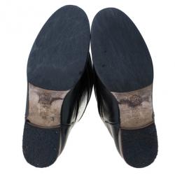 Pre Owned Carolina Herrera Black Patent Leather Monogram Knee Boots Size 39