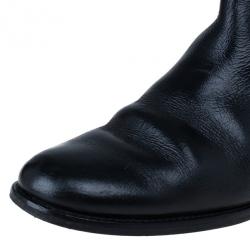 Pre Owned Carolina Herrera Black Patent Leather Monogram Knee Boots Size 39