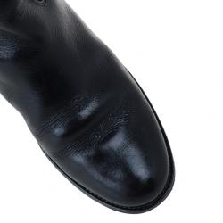 Pre Owned Carolina Herrera Black Patent Leather Monogram Knee Boots Size 39