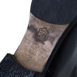 Pre Owned Carolina Herrera Black Patent Leather Monogram Knee Boots Size 39