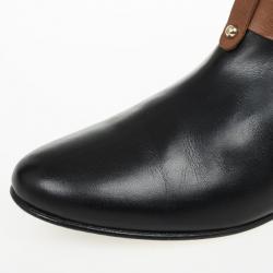 Pre Owned Carolina Herrera Black &amp; Brown Leather Knee Length Boots Size 38