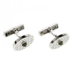 Pre Owned Cartier Middle East Exclusivities Mashrabiya Motif Nephrite Jade Silver Cufflinks