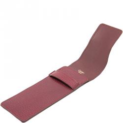 Pre Owned  حافظة قلم كارتييه جلد بني محمر